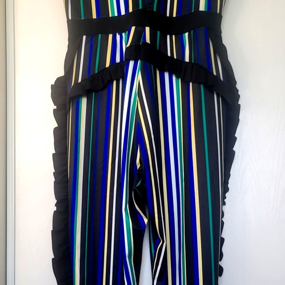 Women's Sleeveless Stripe RuffleBodycon Long Pants High Waist Jumper size 3X - Picture 3 of 13
